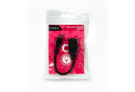Дата кабель OTG USB 2.0 AF to Micro 5P 0.1m Vinga (CB010BK)