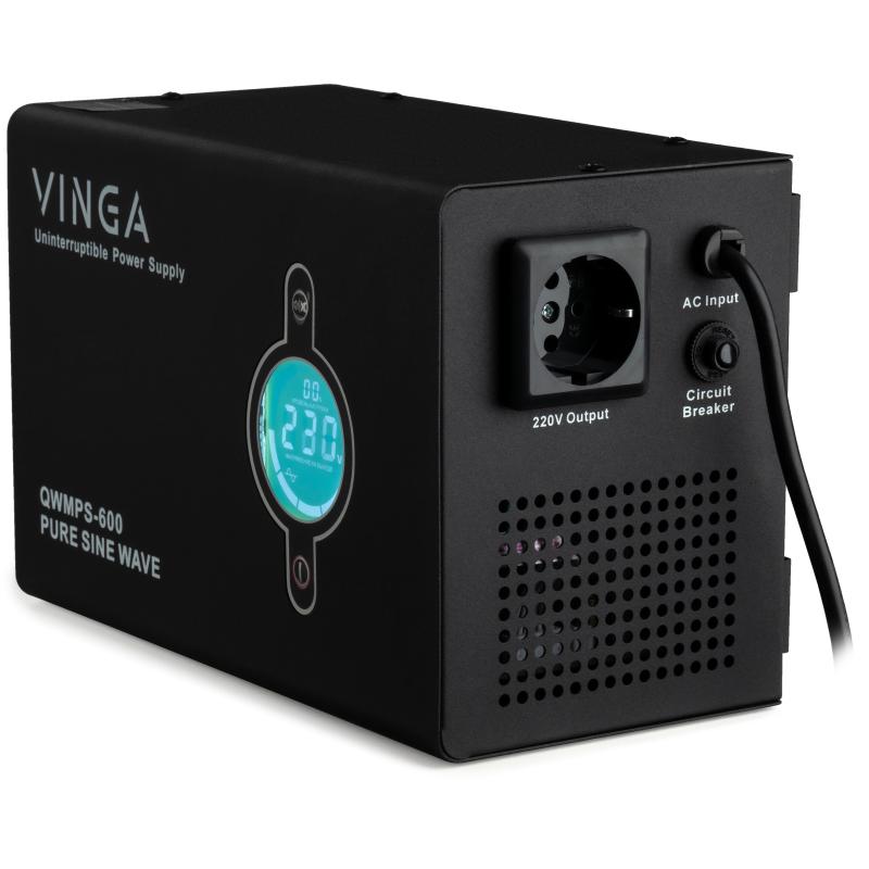 Пристрій безперебійного живлення Vinga QWMPS-600 600VA LCD (QWMPS-600)