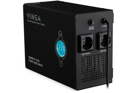 Пристрій безперебійного живлення Vinga QWMPS-1500 1500VA LCD (QWMPS-1500)