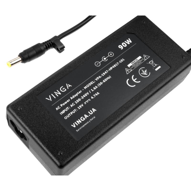 Блок живлення до ноутбуку Vinga HP 90W 19V 4.74A разъем 4.8*1.7 (VPA-1947-HP4817-101)