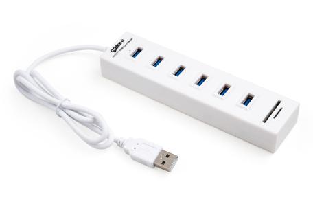 Концентратор Vinga 6xUSB2.0 + card-reader with switch (VCP2H6USBCRSWWH)