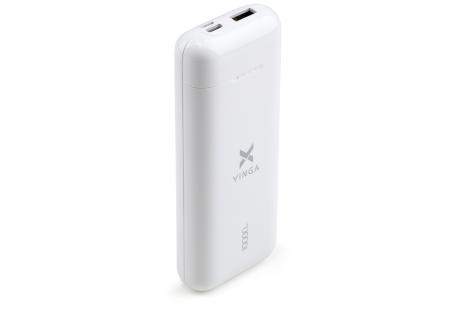 Батарея універсальна Vinga 10000 mAh glossy white (VPB1MWH)