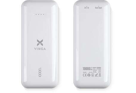 Батарея універсальна Vinga 10000 mAh glossy white (VPB1MWH)