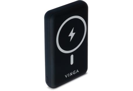 Батарея універсальна Vinga 10000 mAh Wireless Magnetic QC+PD (VPBAMS10BK)