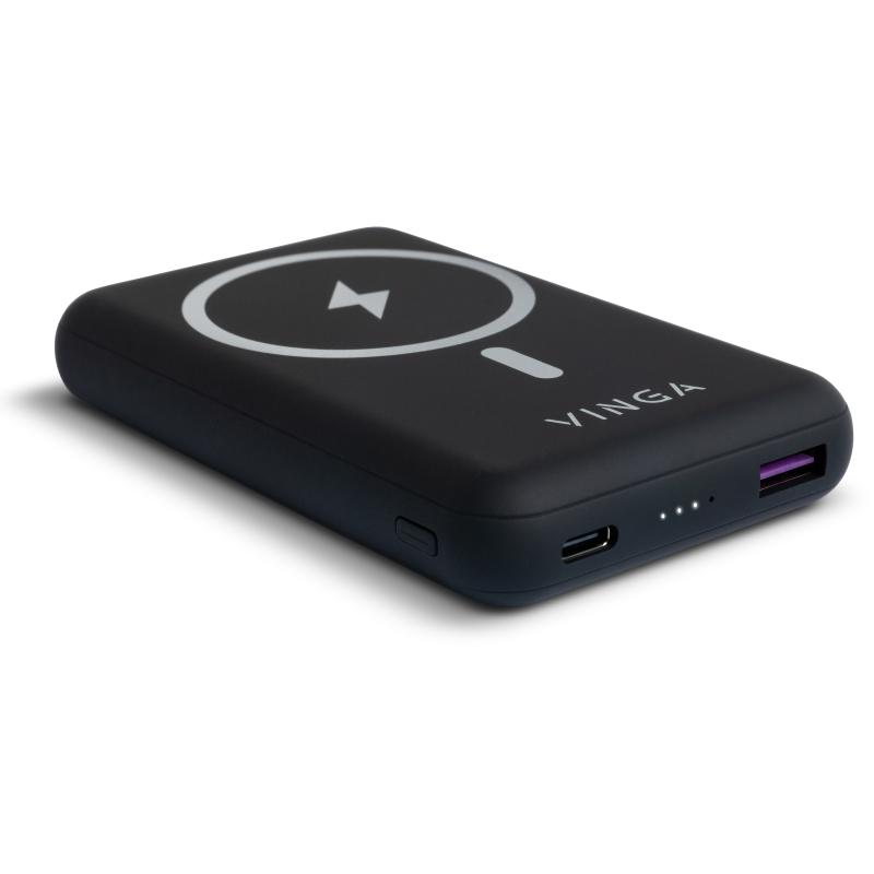 Батарея універсальна Vinga 10000 mAh Wireless Magnetic QC+PD (VPBAMS10BK)