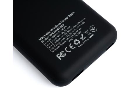 Батарея універсальна Vinga 10000 mAh Wireless Magnetic QC+PD (VPBAMS10BK)