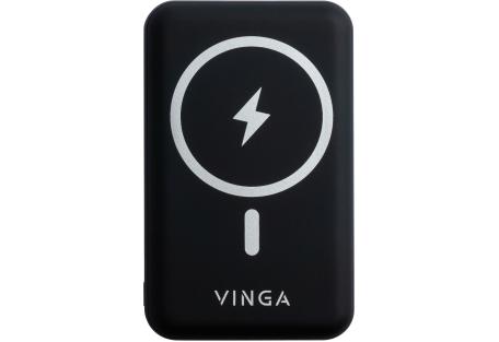 Батарея універсальна Vinga 10000 mAh Wireless Magnetic QC+PD (VPBAMS10BK)