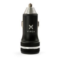 Зарядний пристрій Vinga QC3.0 + PD Quick Car Charger aluminium 36W Max black (VCCQPAC)