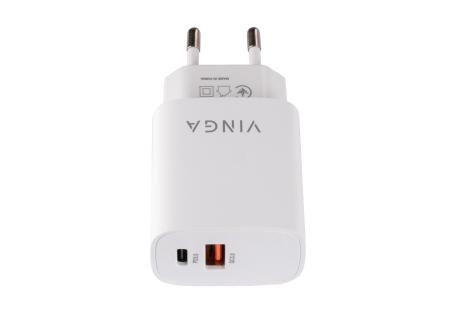 Зарядний пристрій Vinga PD + QC Wall Charger 20W (VCPCHPD3QC3W)