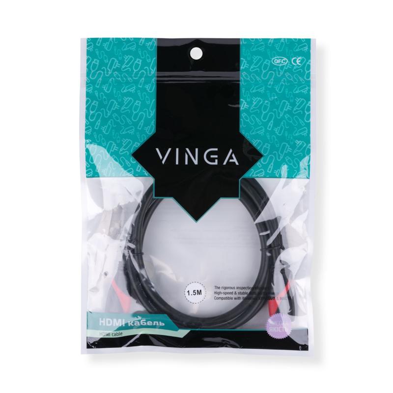 Кабель мультимедійний HDMI to HDMI 1.5m Vinga (HDMI02-1.5)
