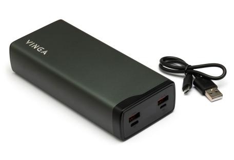 Батарея універсальна Vinga 30000 mAh QC3.0+PD 3 ports LCD metal 20W (VPB3QPALD)
