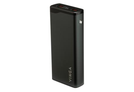 Батарея універсальна Vinga 20000 mAh QC3.0+PD 3 ports LCD metal (VPB2QPALD)