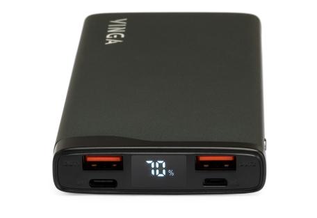 Батарея універсальна Vinga 10000 mAh QC3.0+PD 3 ports LCD metal (VPB1QPALD)