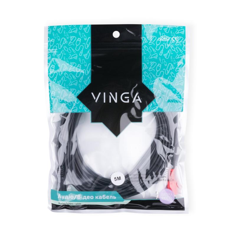 Кабель мультимедійний Jack 3.5mm male to 2xRCA 5.0m Vinga (3.5STM2RCAM01-5.0)