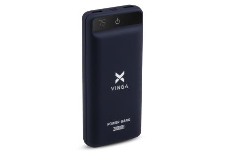 Батарея універсальна Vinga 20000 mAh QC3.0 Display soft touch purple (VPB2QLSP)