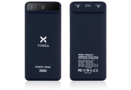 Батарея універсальна Vinga 20000 mAh QC3.0 Display soft touch purple (VPB2QLSP)