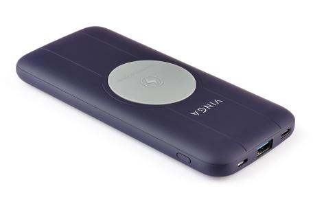 Батарея універсальна Vinga 10000 mAh Wireless QC3.0 PD soft touch purple (BTPB3510WLROP)