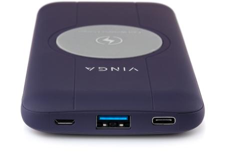 Батарея універсальна Vinga 10000 mAh Wireless QC3.0 PD soft touch purple (BTPB3510WLROP)