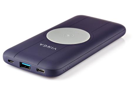 Батарея універсальна Vinga 10000 mAh Wireless QC3.0 PD soft touch purple (BTPB3510WLROP)