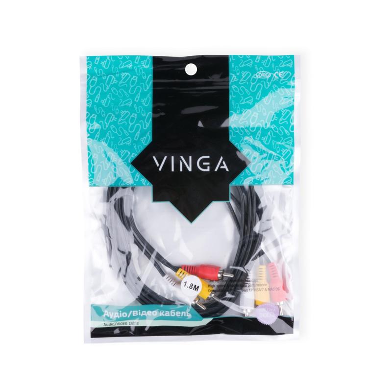 Кабель мультимедійний 3RCA to 3RCA 1.8m Vinga (RCA02-1.8)