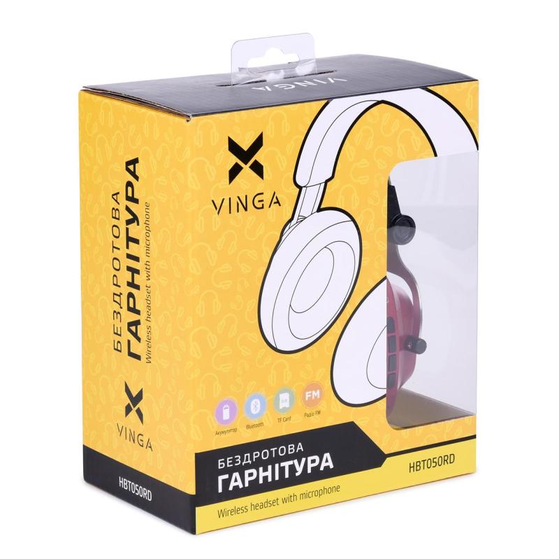 Навушники Vinga HBT050 Bluetooth Red (HBT050RD)