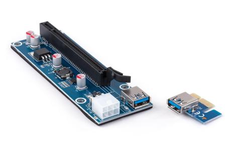 Райзер PCI-E x1 to 16x 60cm USB 3.0 Cable SATA to 6Pin Power v.006C Vinga (PCI-E)
