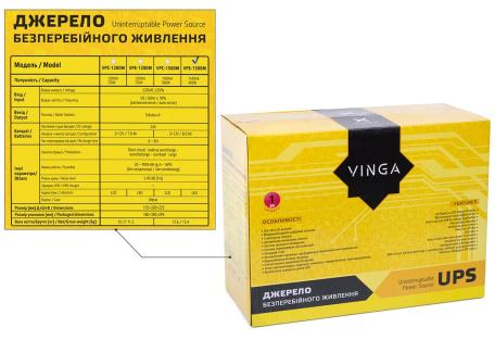 Пристрій безперебійного живлення Vinga LED 1500VA metal case (VPE-1500M)