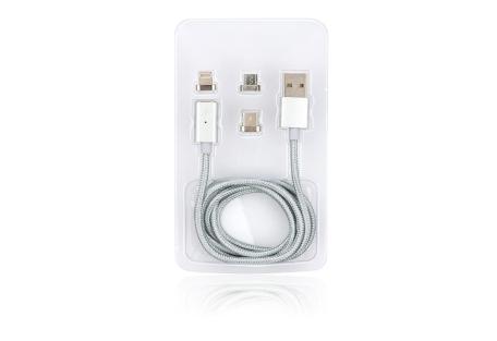 Дата кабель USB 2.0 AM to Lightning + Micro 5P + Type-C 1.0m Vinga (Magnetic 3in1)