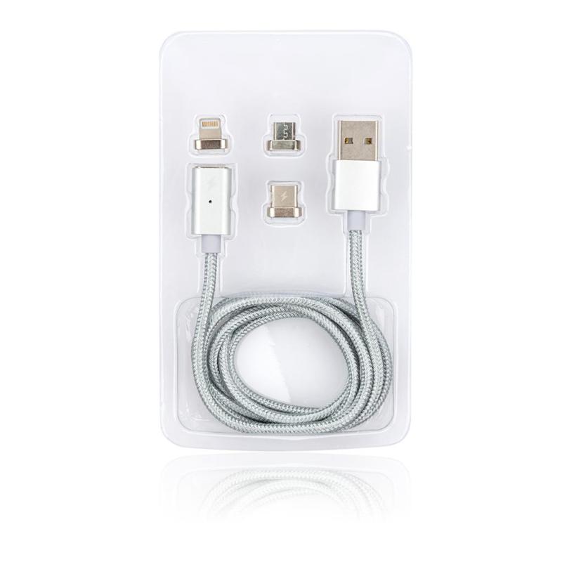 Дата кабель USB 2.0 AM to Lightning + Micro 5P + Type-C 1.0m Vinga (Magnetic 3in1)