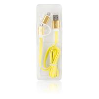 Дата кабель USB 2.0 AM to Lightning + Micro 5P 1.0m flat yellow Vinga (VRC791Y)