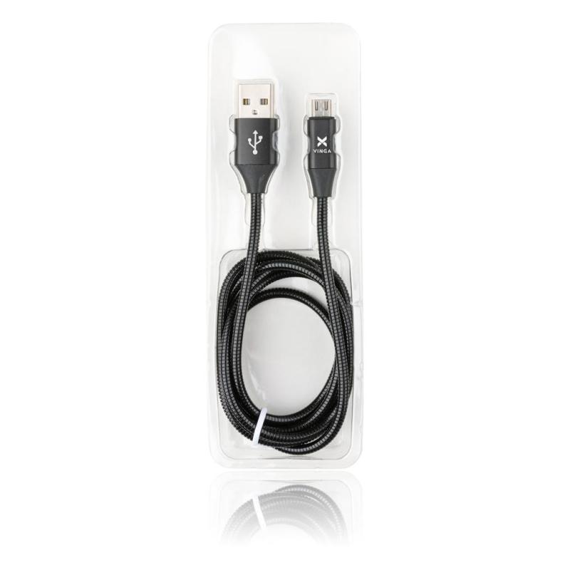 Дата кабель USB 2.0 AM to Micro 5P 1m metal back Vinga (VRC071BKA)