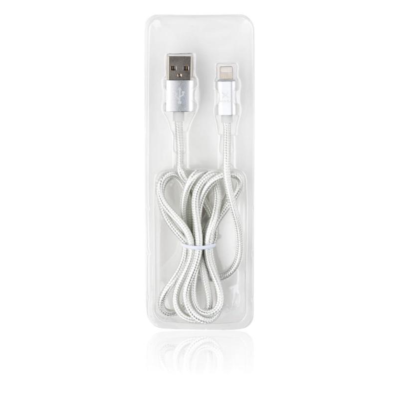Дата кабель USB 2.0 AM to Lightning 1.0m fabric silver Vinga (VRC511SI)