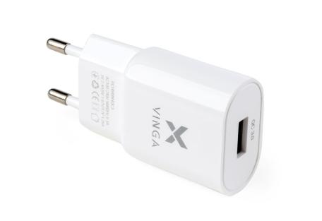 Зарядний пристрій Vinga QC3.0 Quick Wall Charger 1xUSB (VRCH04WHQC3)