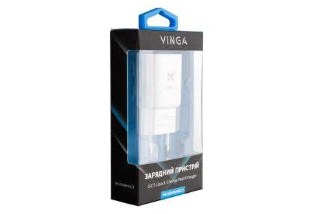 Зарядний пристрій Vinga QC3.0 Quick Wall Charger 1xUSB (VRCH04WHQC3)
