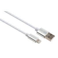 Дата кабель USB 2.0 AM to Lightning 1m nylon silver Vinga (VCPDCLNB1S)