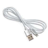 Дата кабель USB 2.0 AM to Lightning 1m nylon silver Vinga (VCPDCLNB1S)