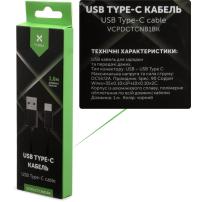 Дата кабель USB 2.0 AM to Type-C 1m nylon black Vinga (VCPDCTCNB1BK)