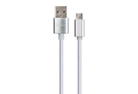 Дата кабель USB 2.0 AM to Micro 5P 1m LED silver Vinga (VCPDCMLED1S)