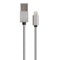 Дата кабель USB 2.0 AM to Lightning 1m stainless steel silver Vinga (VCPDCLSSJ1S)