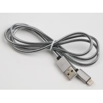 Дата кабель USB 2.0 AM to Lightning 1m stainless steel silver Vinga (VCPDCLSSJ1S)