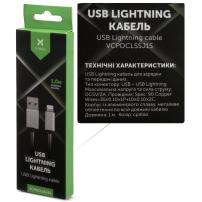 Дата кабель USB 2.0 AM to Lightning 1m stainless steel silver Vinga (VCPDCLSSJ1S)