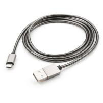 Дата кабель USB 2.0 AM to Micro 5P 1m stainless steel gray Vinga (VCPDCMSSJ1GR)