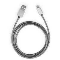 Дата кабель USB 2.0 AM to Micro 5P 1m stainless steel gray Vinga (VCPDCMSSJ1GR)