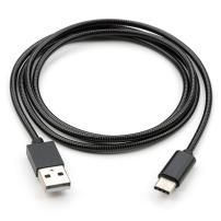 Дата кабель USB 2.0 AM to Type-C 1m stainless steel black Vinga (VCPDCTCSSJ1BK)