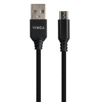 Дата кабель USB 2.0 AM to Micro 5P nylon 1m black Vinga (VCPDCMBN21BK)