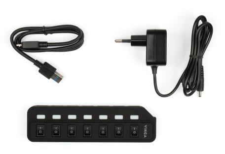 Концентратор Vinga USB3.0 to 7*USB3.0 HUB with switch and power adapter (VHA3A7SP)