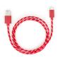 Дата кабель USB 2.0 AM to Lightning 2color nylon 1m red Vinga (VCPDCLNB31R)