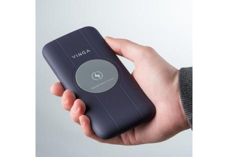 Батарея універсальна Vinga 10000 mAh Wireless QC3.0 PD soft touch purple (BTPB3510WLROP)