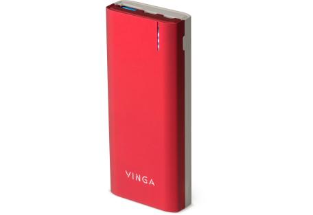 Батарея універсальна Vinga 10000 mAh soft touch red (BTPB3810QCROR)