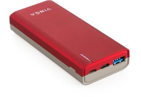 Батарея універсальна Vinga 10000 mAh soft touch red (BTPB3810QCROR)